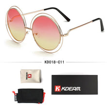 Load image into Gallery viewer, KDEAM Happy Fashion Oversized Sunglasses Women Round Carlina Style Big Sunglasses Brand Designer Glasses Hollow With Case CE