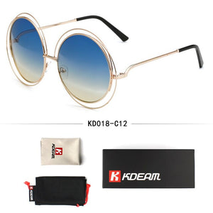 KDEAM Happy Fashion Oversized Sunglasses Women Round Carlina Style Big Sunglasses Brand Designer Glasses Hollow With Case CE